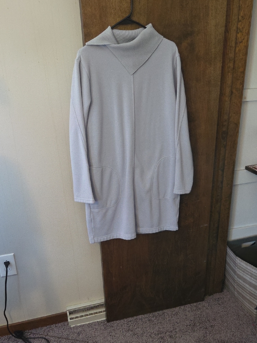 Light Gray Cozy Collar Pocket Tunic